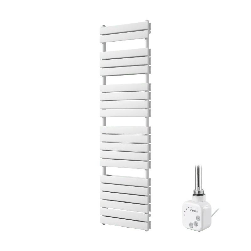 Vipera Vulcan sèche-serviettes Doublé 50 x 183,5 cm chauffage électrique blanc mat raccordement latéral et central possible 1200W, résistance incluse