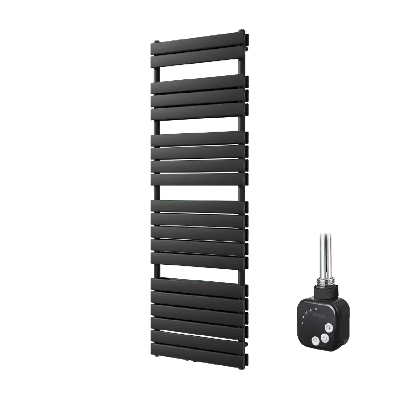 Vipera Vulcan sèche-serviettes Doublé 60 x 183,5 cm chauffage électrique noir mat raccordement latéral et central possible 1.500W, résistance incluse