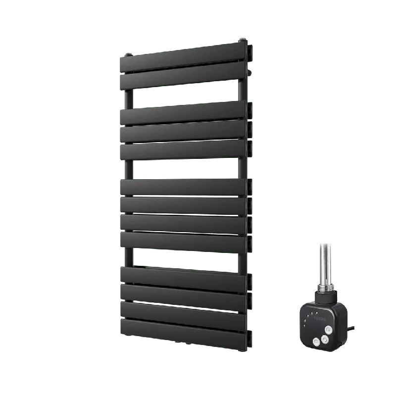 Vipera Vulcan sèche-serviettes Doublé 60 x 123 cm chauffage électrique noir mat raccordement latéral et central possible 1000W, résistance incluse