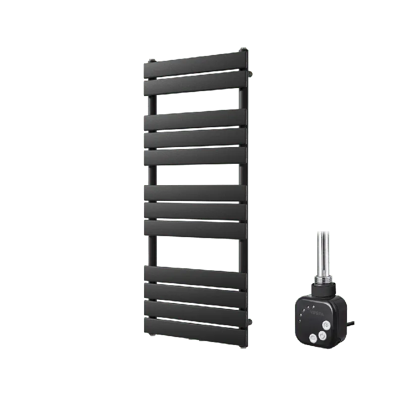 Vipera Vulcan sèche-serviettes Simple 50 x 120 cm chauffage électrique noir mat raccordement latéral et central possible 500W, résistance incluse