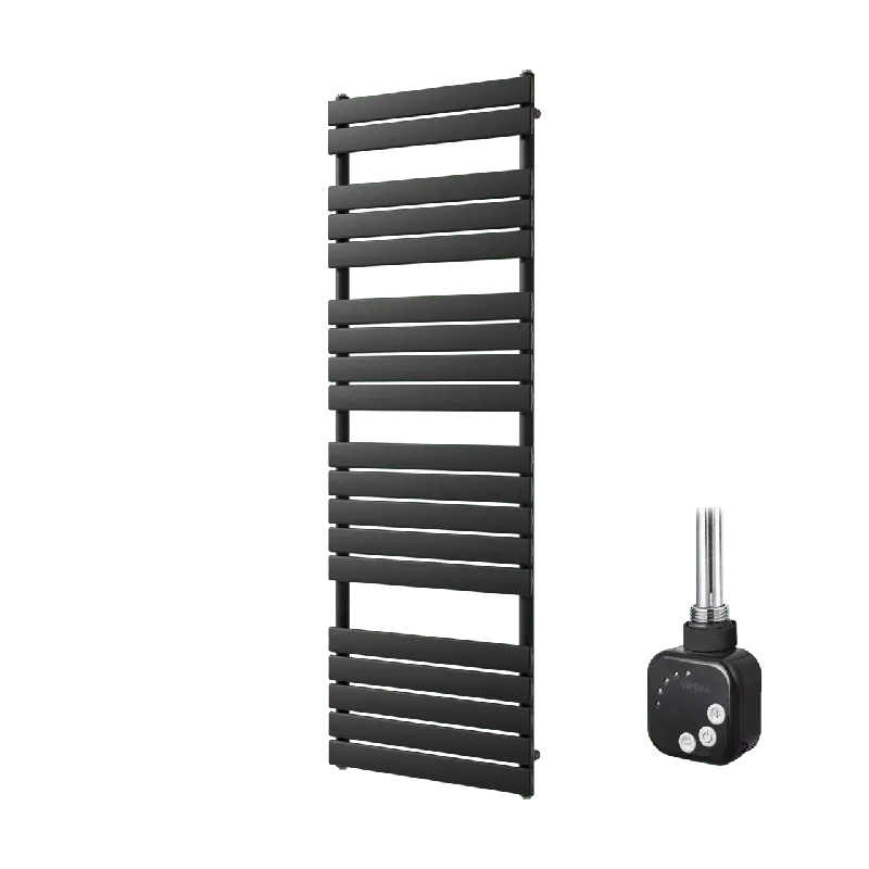 Vipera Vulcan sèche-serviettes Simple 60 x 180 cm chauffage électrique noir mat raccordement latéral et central possible 1000W, résistance incluse