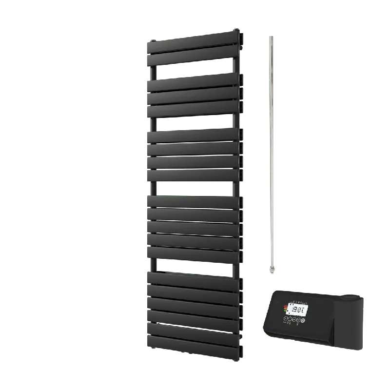 Vipera Vulcan sèche-serviettes Doublé 60 x 183,5 cm chauffage électrique noir mat raccordement latéral et central possible 1.500W, résistance incluse