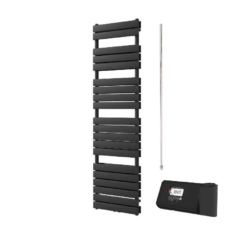Vipera Vulcan sèche-serviettes Doublé 50 x 183,5 cm chauffage électrique noir mat raccordement latéral et central possible 1.250W, résistance incluse