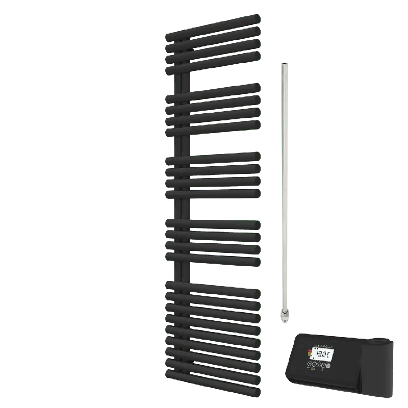 Vipera Avila sèche-serviettes Simple 60 x 187 cm chauffage électrique noir mat raccordement central 1.000W, résistance incluse