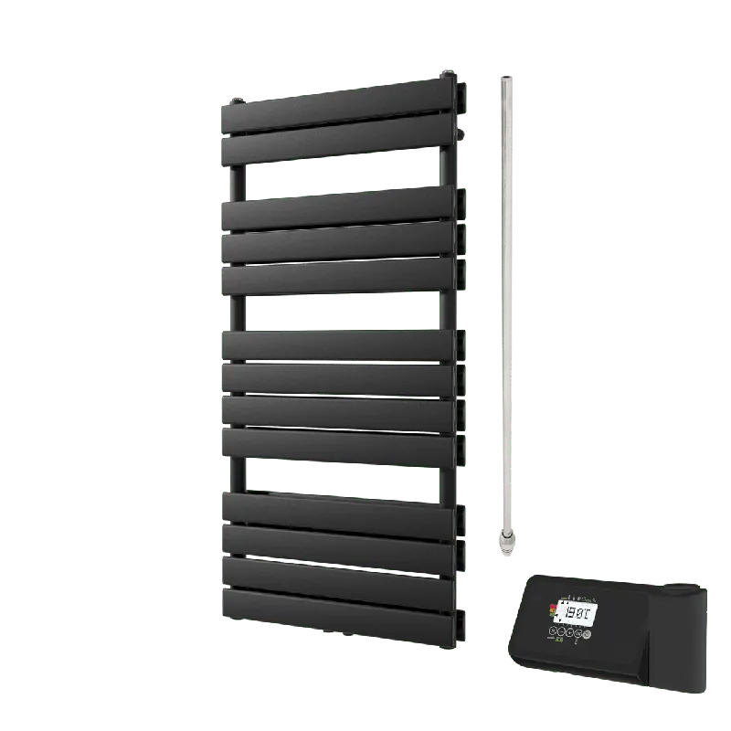 Vipera Vulcan sèche-serviettes Doublé 60 x 123 cm chauffage électrique noir mat raccordement latéral et central possible 1.000W, résistance incluse