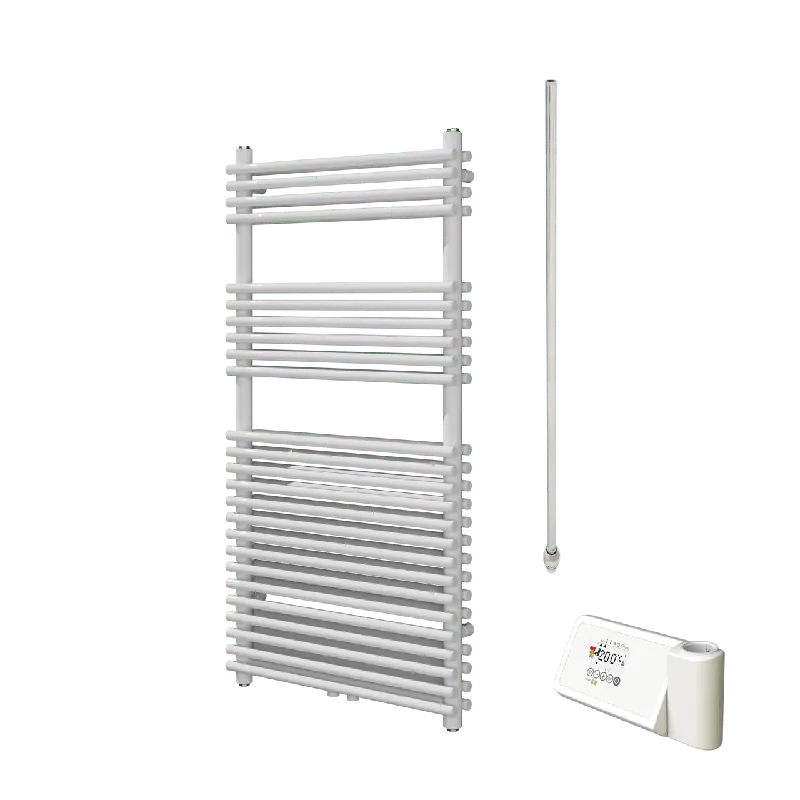 Vipera Alegria sèche-serviettes Doublé 60 x 120 cm chauffage électrique blanc brillant raccordement latéral et central possible 1.000W, résistance incluse