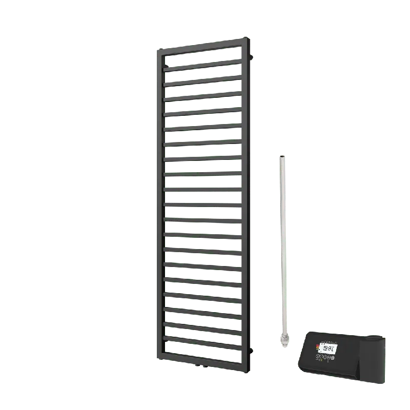 Vipera Listona sèche-serviettes Simple 50 x 180 cm chauffage électrique noir mat raccordement latéral et central possible 750W, résistance incluse