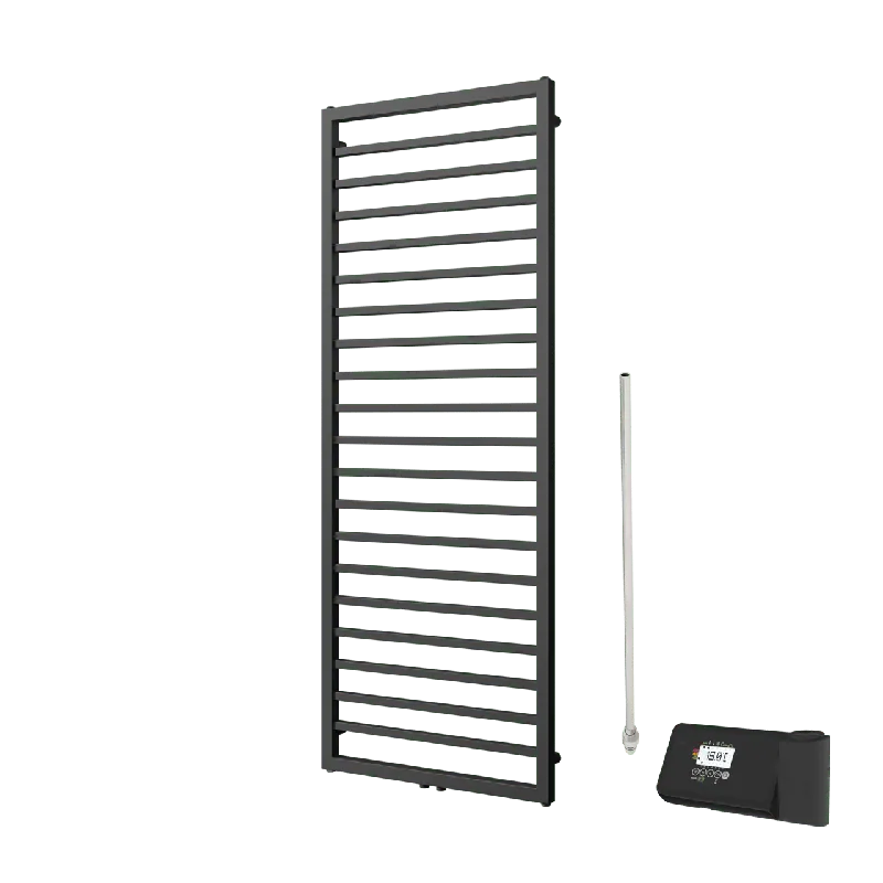 Vipera Listona sèche-serviettes Simple 60 x 180 cm chauffage électrique noir mat raccordement latéral et central possible 750W, résistance incluse