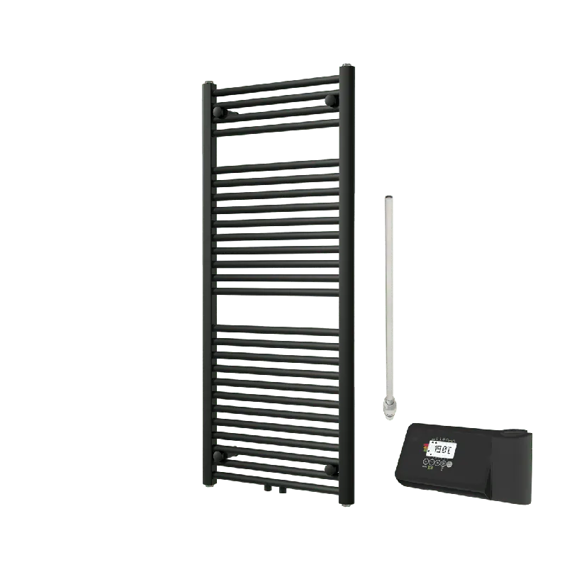 Vipera Kanza sèche-serviettes Simple 50 x 120 cm chauffage électrique noir mat raccordement latéral et central possible 500W, résistance incluse