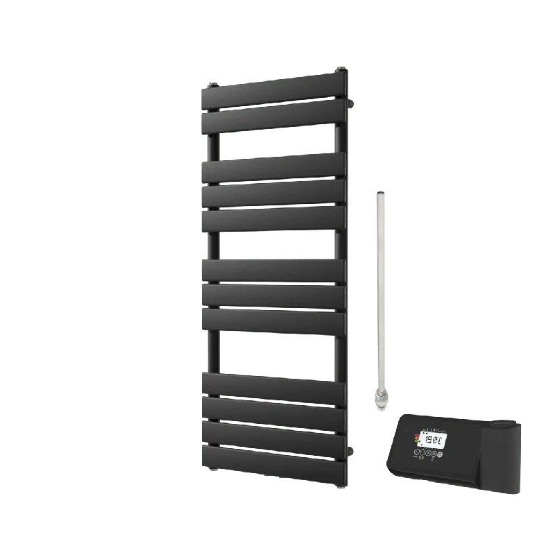 Vipera Vulcan sèche-serviettes Simple 50 x 120 cm chauffage électrique noir mat raccordement latéral et central possible 500W, résistance incluse