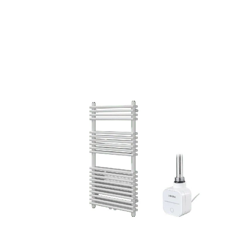 Vipera Alegria sèche-serviettes Doublé 50 x 100 cm chauffage électrique blanc brillant raccordement latéral et central possible 800W, résistance incluse