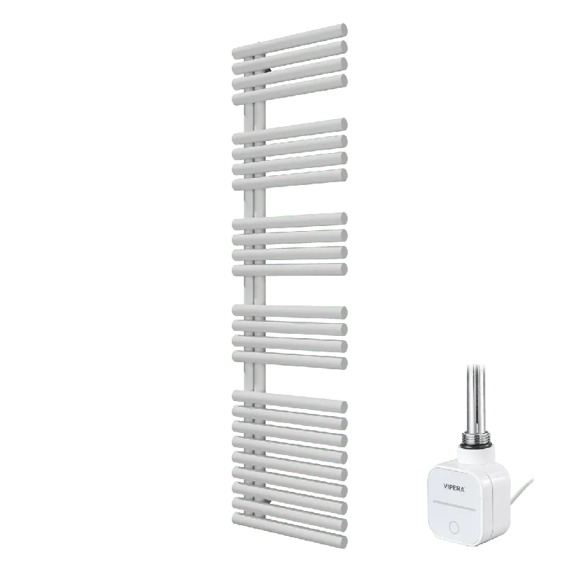 Vipera Avila sèche-serviettes Simple 50 x 187 cm chauffage électrique blanc mat raccordement central 800W, résistance incluse