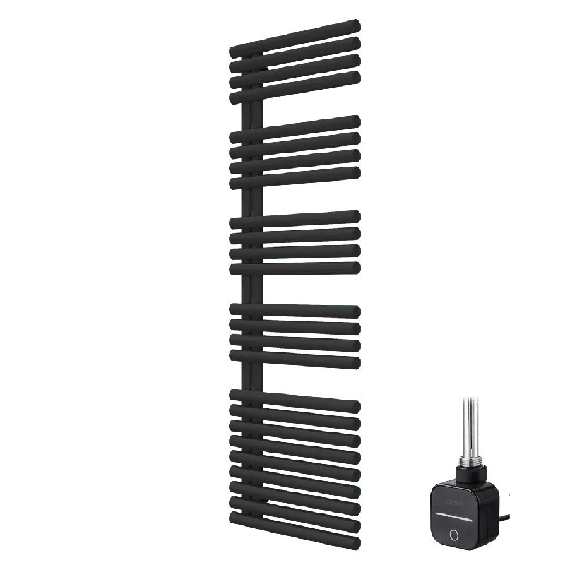 Vipera Avila sèche-serviettes Simple 60 x 187 cm chauffage électrique noir mat raccordement central 1000W, résistance incluse
