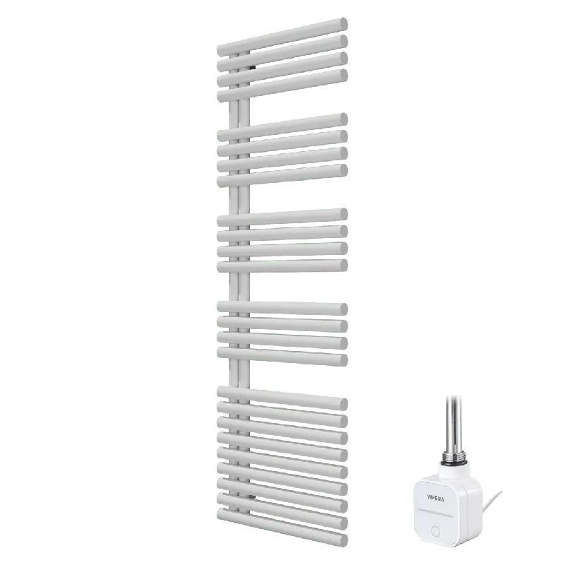 Vipera Avila sèche-serviettes Simple 60 x 187 cm chauffage électrique blanc mat raccordement central 1000W, résistance incluse