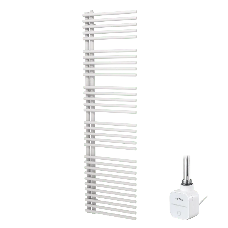Vipera Nevada sèche-serviettes Simple 50 x 180 cm chauffage électrique blanc mat raccordement central 800W, résistance incluse