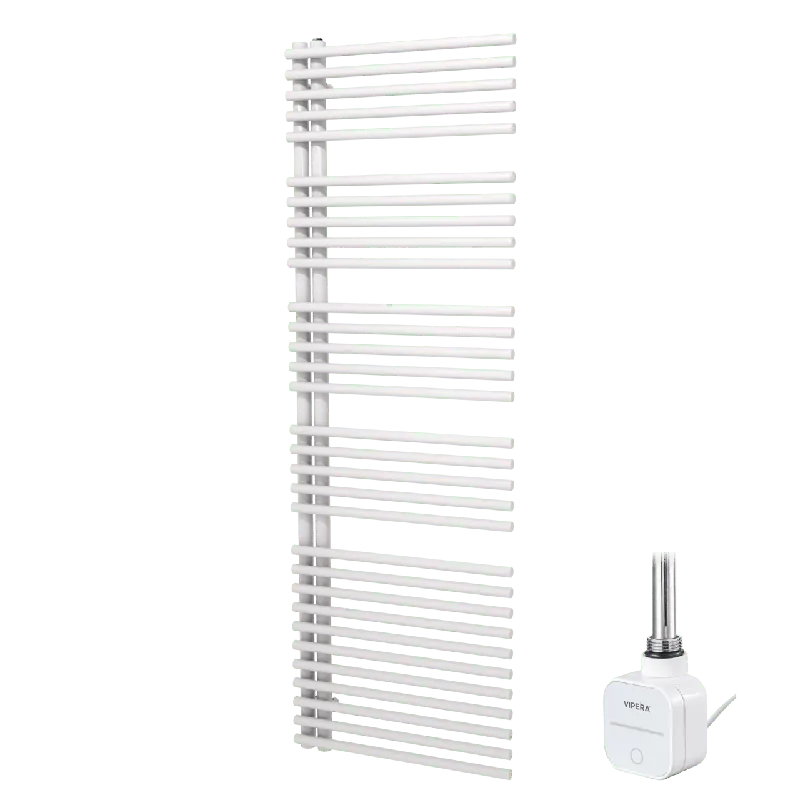 Vipera Nevada sèche-serviettes Simple 60 x 180 cm chauffage électrique blanc brillant raccordement central 800W, résistance incluse