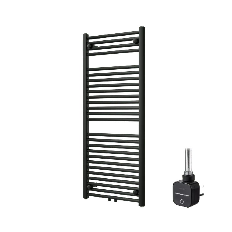 Vipera Kanza sèche-serviettes Simple 50 x 120 cm chauffage électrique noir mat raccordement latéral et central possible 500W, résistance incluse