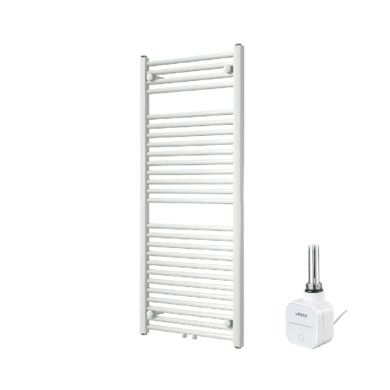 Vipera Kanza sèche-serviettes Simple 50 x 120 cm chauffage électrique blanc brillant raccordement latéral et central possible 500W, résistance incluse