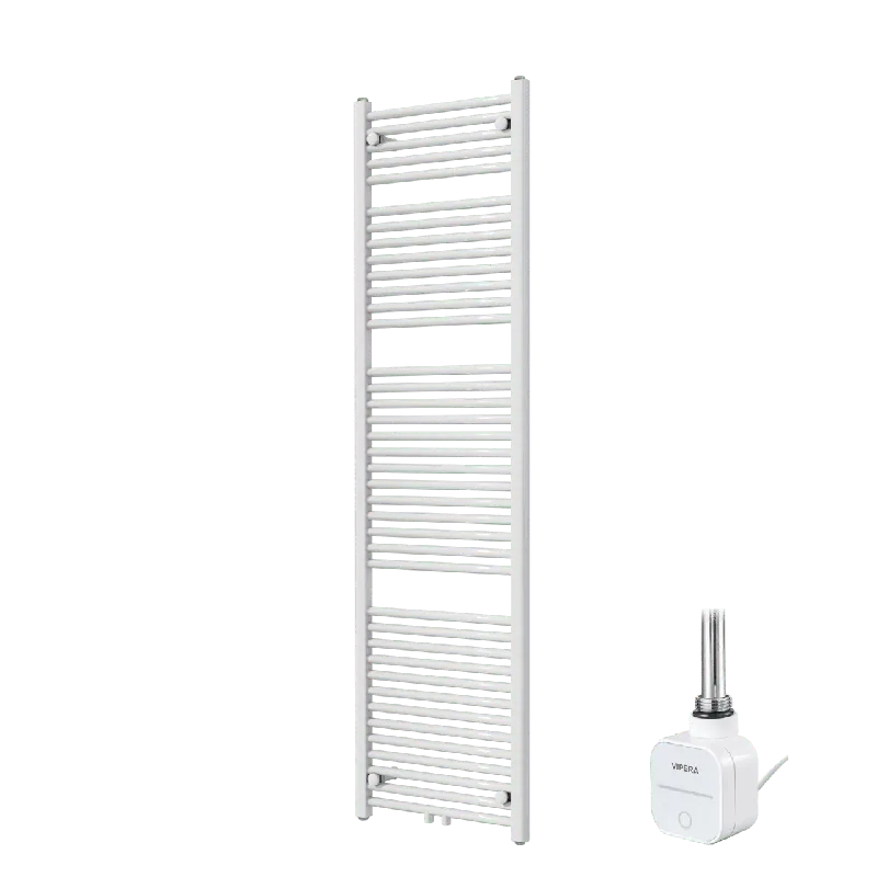 Vipera Kanza sèche-serviettes Simple 50 x 180 cm chauffage électrique blanc brillant raccordement latéral et central possible 800W, résistance incluse