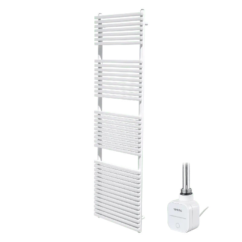 Vipera Vesuvio sèche-serviettes Simple 50 x 180 cm chauffage électrique blanc mat raccordement latéral et central possible 1.000W, résistance incluse