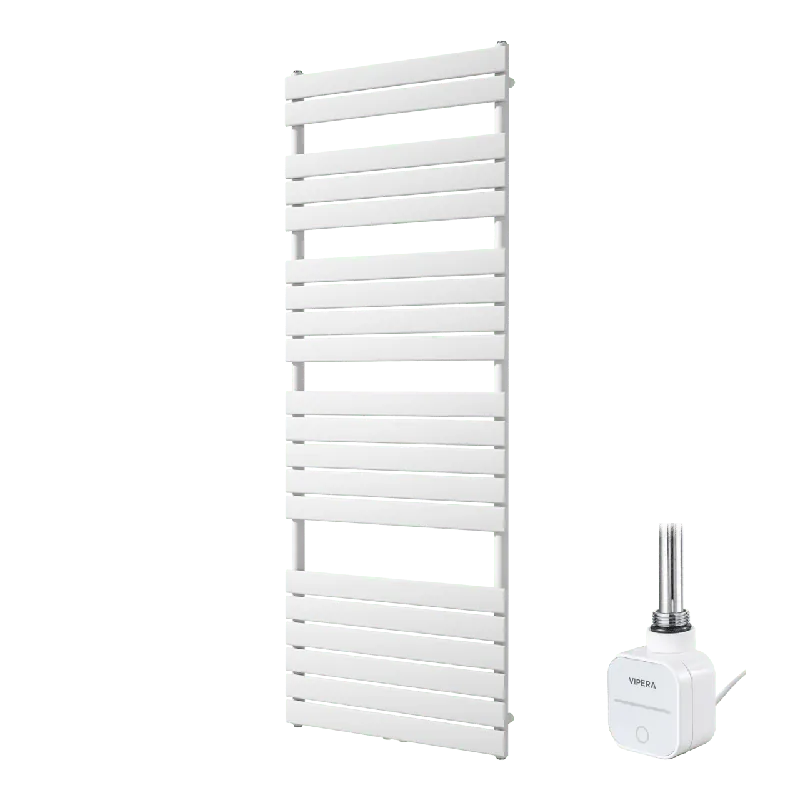 Vipera Vulcan sèche-serviettes Simple 70 x 190 cm chauffage électrique blanc mat raccordement latéral et central possible 1200W, résistance incluse