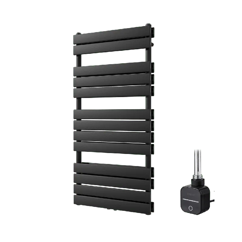 Vipera Vulcan sèche-serviettes Doublé 60 x 123 cm chauffage électrique noir mat raccordement latéral et central possible 1000W, résistance incluse