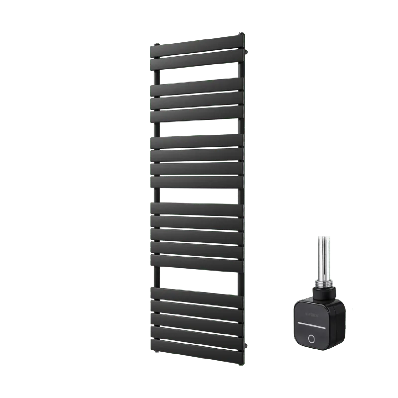 Vipera Vulcan sèche-serviettes Simple 60 x 180 cm chauffage électrique noir mat raccordement latéral et central possible 1000W, résistance incluse