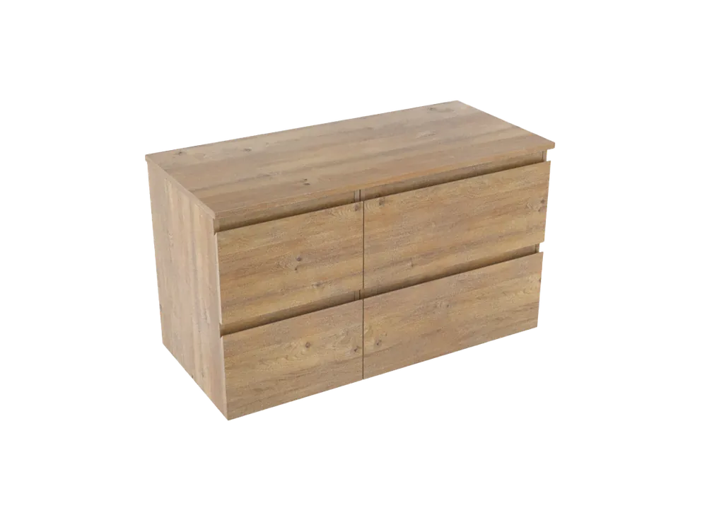 Linie Lado meuble salle de bains suspendu 100 x 46 cm chêne naturel avec Lado tablette simple ou double en mélaminé chêne naturel
