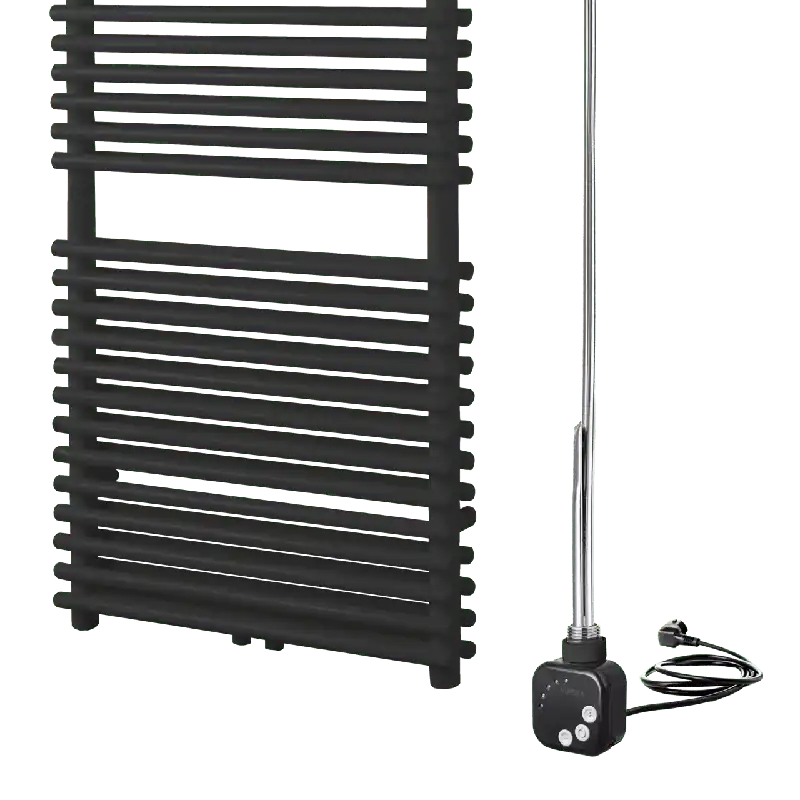 Vipera Alegria sèche-serviettes Doublé 60 x 180 cm chauffage électrique noir mat raccordement latéral et central possible 1500W, résistance incluse