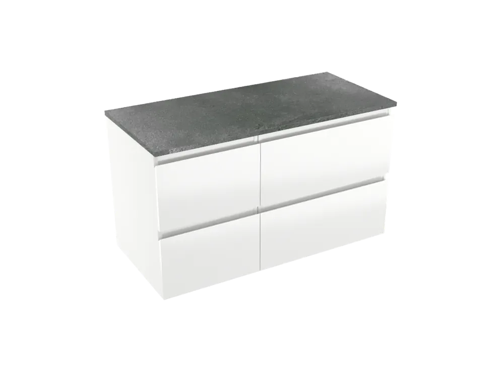 Linie Lado meuble salle de bains suspendu 100 x 46 cm blanc brillant avec Lado tablette simple ou double en mélaminé ardoise gris