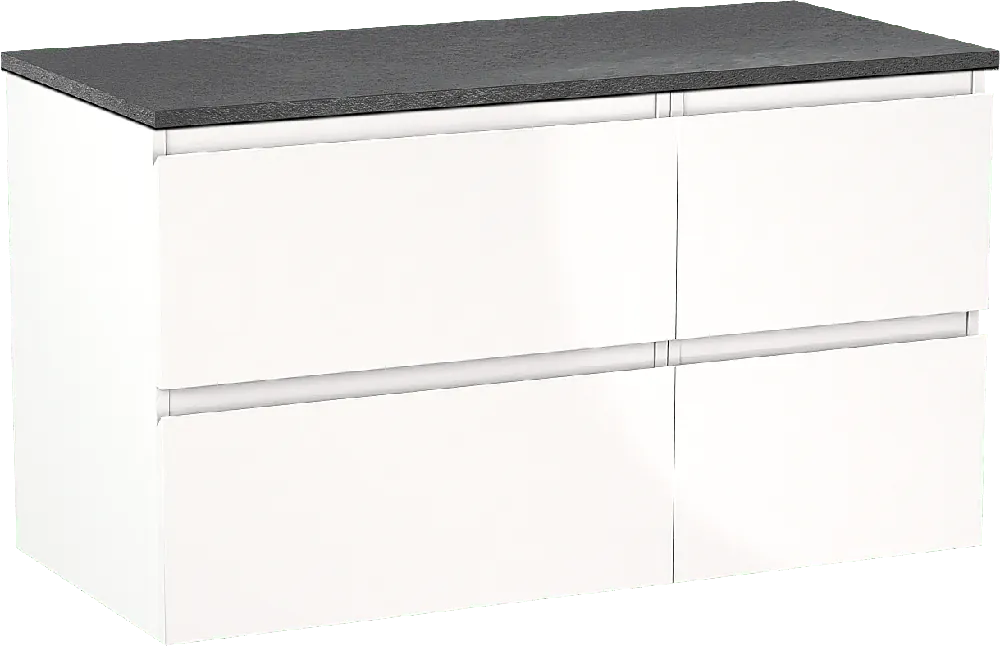 Linie Lado meuble salle de bains suspendu 100 x 46 cm blanc brillant avec Lado tablette simple ou double en mélaminé ardoise gris