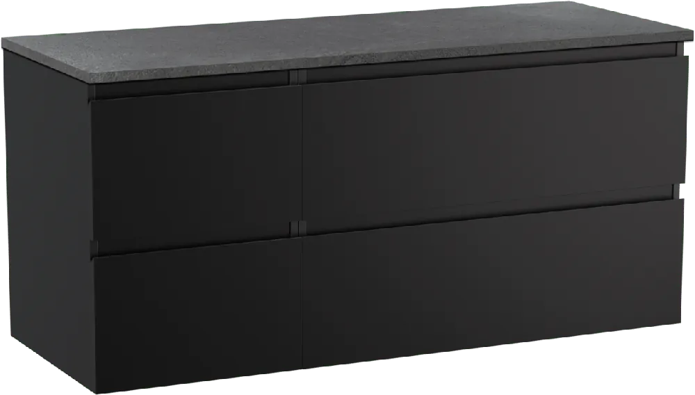 Linie Lado meuble salle de bains suspendu 120 x 46 cm noir mat avec Lado tablette simple ou double en mélaminé ardoise gris