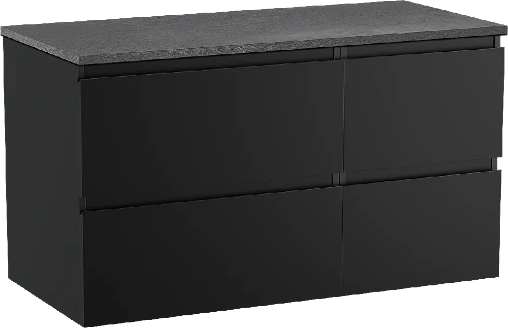 Linie Lado meuble salle de bains suspendu 100 x 46 cm noir mat avec Lado tablette simple ou double en mélaminé ardoise gris