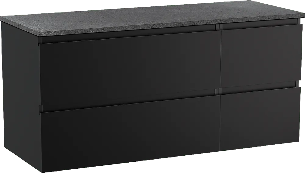 Linie Lado meuble salle de bains suspendu 120 x 46 cm noir mat avec Lado tablette simple ou double en mélaminé ardoise gris