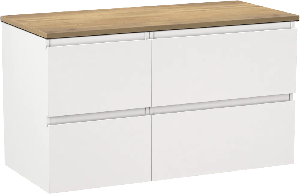 Linie Lado meuble salle de bains suspendu 100 x 46 cm blanc mat avec Lado tablette simple ou double en mélaminé chêne naturel