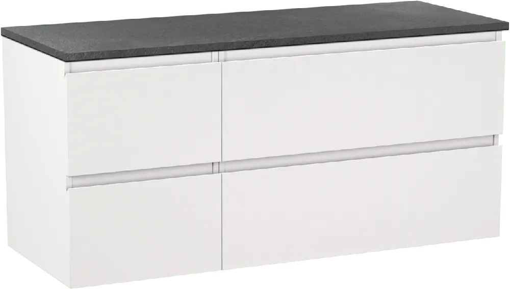 Linie Lado meuble salle de bains suspendu 120 x 46 cm blanc mat avec Lado tablette simple ou double en mélaminé ardoise gris