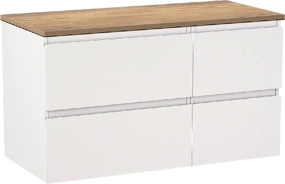 Linie Lado meuble salle de bains suspendu 100 x 46 cm blanc mat avec Lado tablette simple ou double en mélaminé chêne naturel