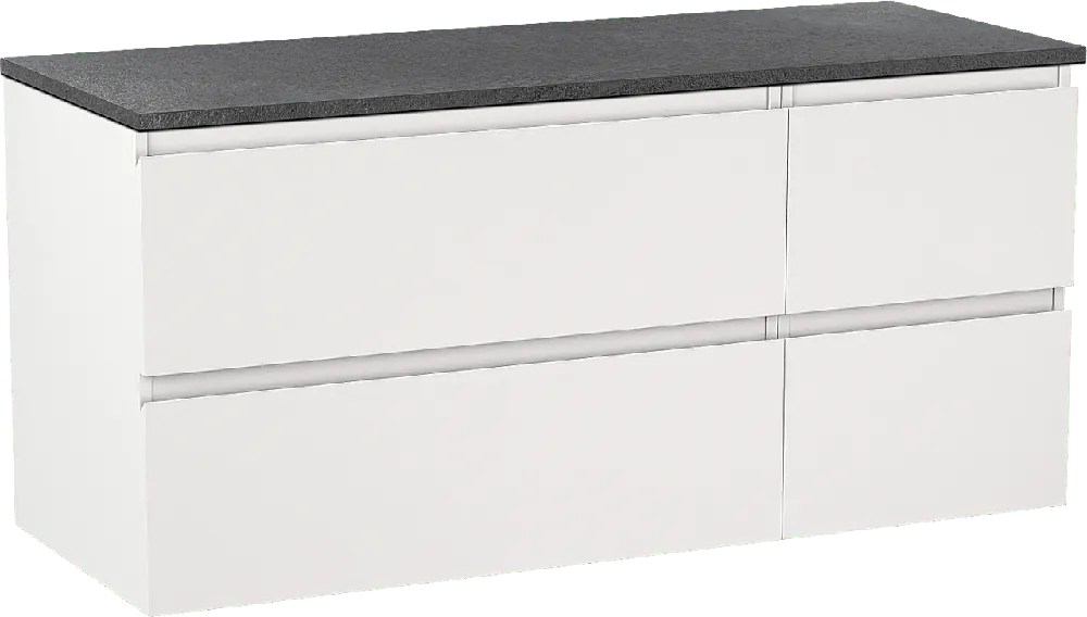 Linie Lado meuble salle de bains suspendu 120 x 46 cm blanc mat avec Lado tablette simple ou double en mélaminé ardoise gris
