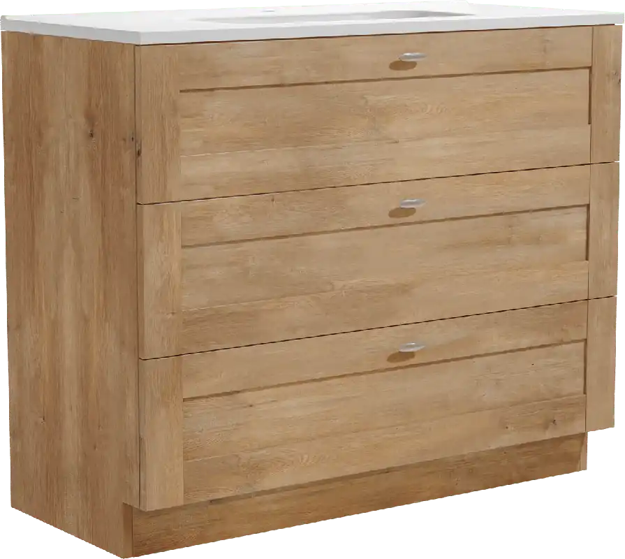 Linie Classo meuble salle de bains à poser 100 x 46 cm chêne naturel avec Baro plan simple en porcelaine blanc brillant