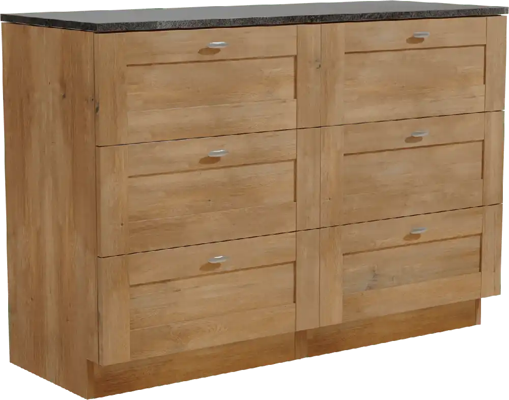 Linie Classo meuble salle de bains à poser 120 x 46 cm chêne naturel avec Lado tablette simple ou double en mélaminé ardoise gris