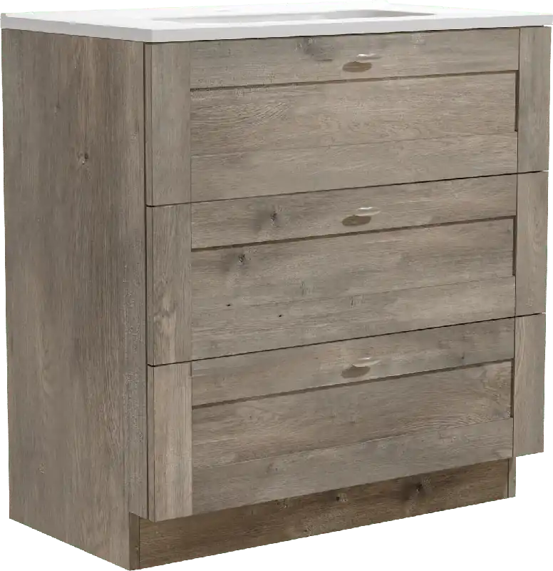 Linie Classo meuble salle de bains à poser 80 x 46 cm chêne gris avec Baro plan simple en porcelaine blanc brillant