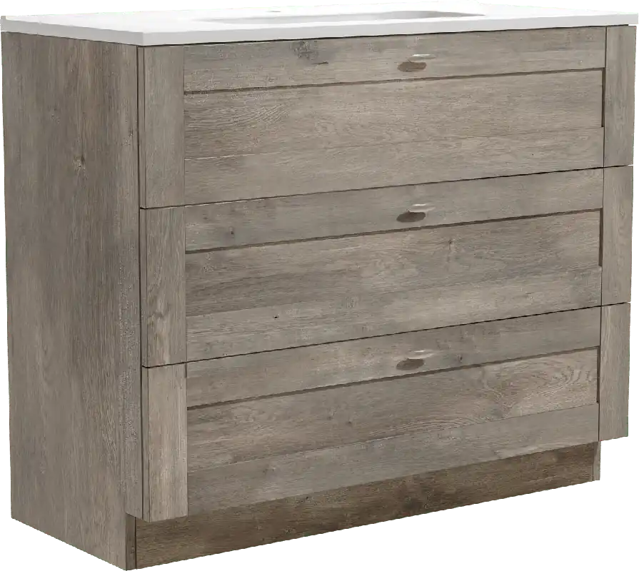 Linie Classo meuble salle de bains à poser 100 x 46 cm chêne gris avec Baro plan simple en porcelaine blanc brillant