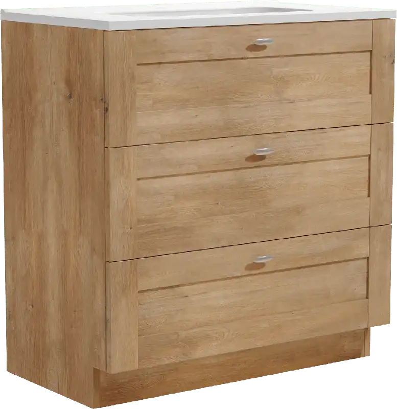 Linie Classo meuble salle de bains à poser 80 x 46 cm chêne naturel avec Baro plan simple en porcelaine blanc brillant