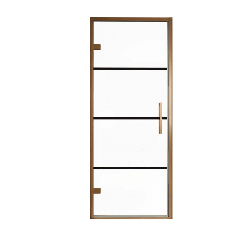 Balmani Senses Design porte pivotante à gauche 90 cm x 210 cm verre Lined, Profil Brushed Rosegold