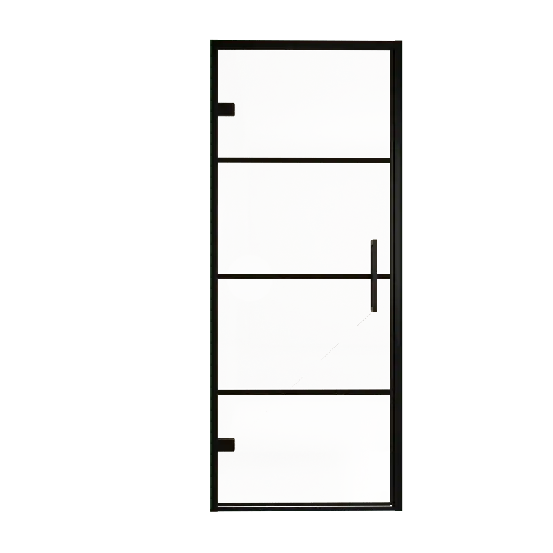 Balmani Senses Design porte pivotante à gauche 90 cm x 210 cm verre Lined, Profil noir
