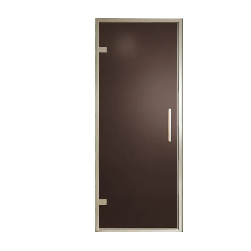 Balmani Senses Design porte pivotante à gauche 90 cm x 210 cm verre Bronze, Profil Brushed CoolMetal