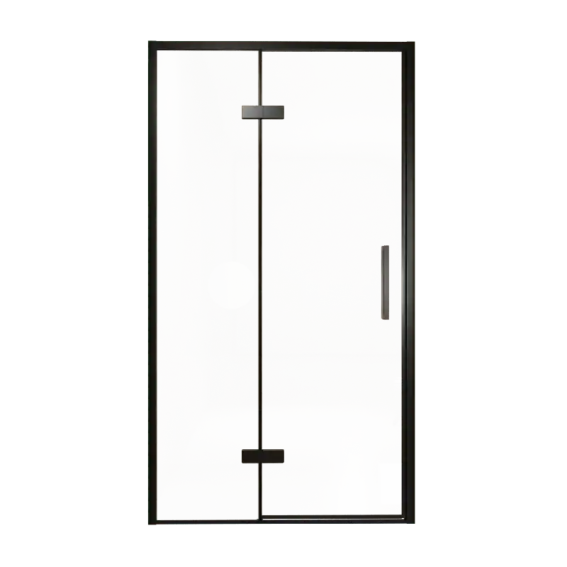 Balmani Senses Design porte pivotante à gauche 120 cm x 210 cm verre transparent, Profil noir