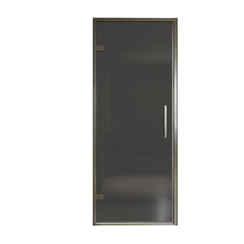 Balmani Senses Design porte pivotante à gauche 90 cm x 210 cm verre fumé, Profil Brushed GunMetal
