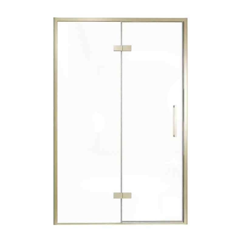 Balmani Senses Design porte pivotante à gauche 140 cm x 210 cm verre transparent, Profil Brushed Champagne Gold