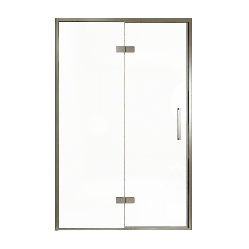Balmani Senses Design porte pivotante à gauche 140 cm x 210 cm verre transparent, Profil Brushed GunMetal